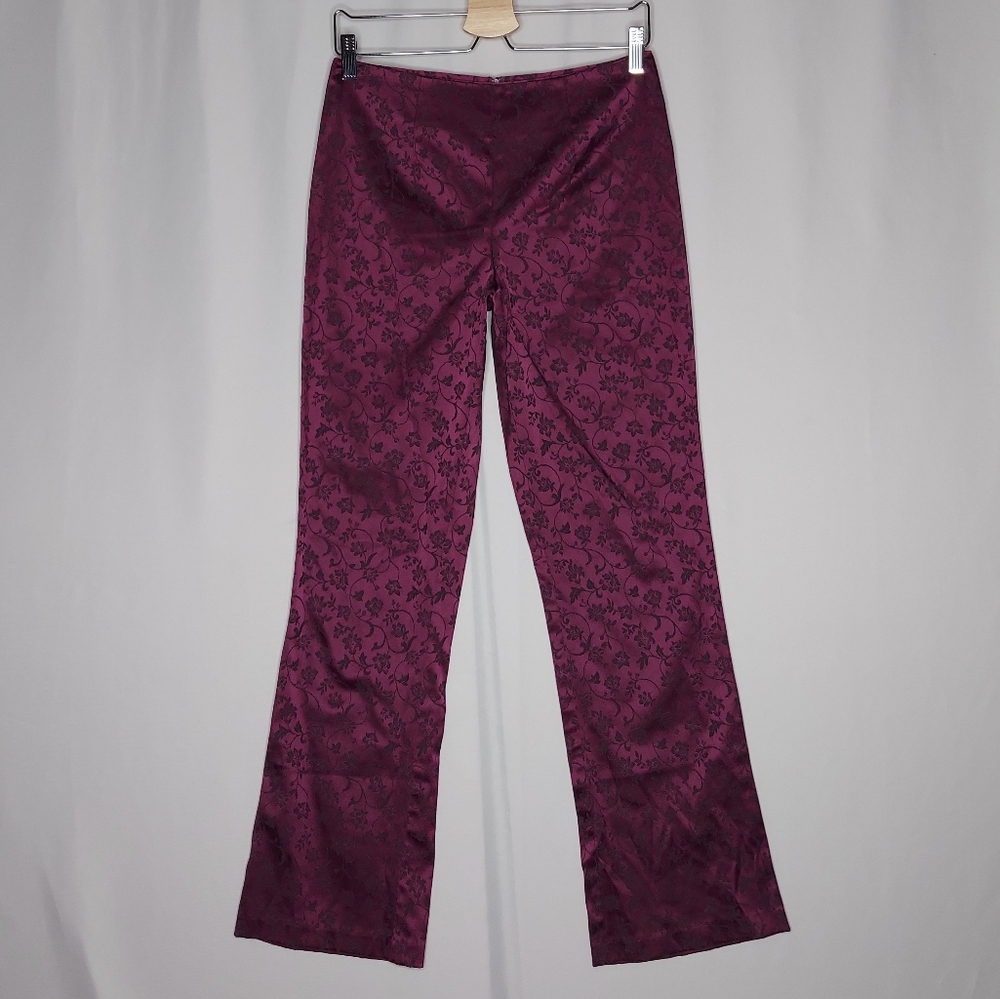 My Michelle Pants Womens‎ 9/10 Satin Damask Floral Vtg 90s Y2K Whimsigoth Fairy